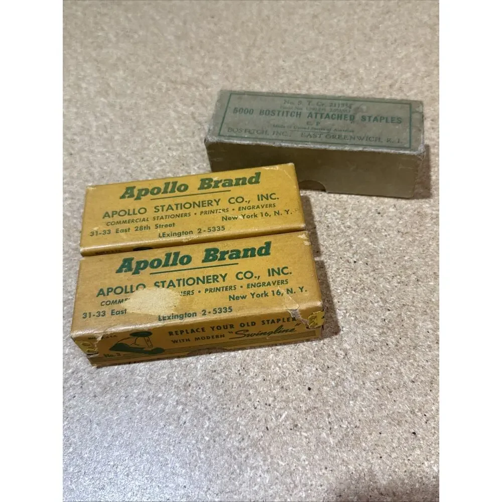 VTG Staple Boxes Lot – Apollo Stationery & Bostitch – Old Office Supplies